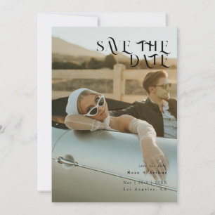 Minimalistisk och chic svart-vit Save the date Inbjudningar