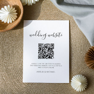 Minimalistisk och Chic Svartvit QR-kod Bröllop Tilläggskort