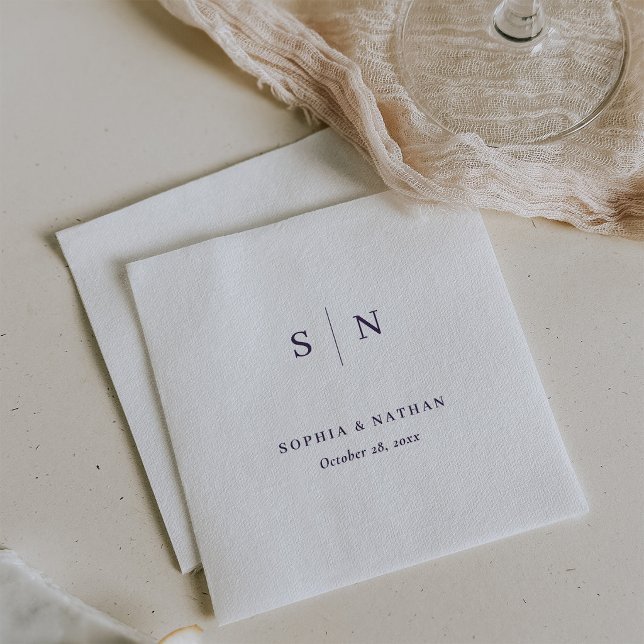 Minimalistisk och Chic | Vit och Lila Bröllop Pappersservett (Skapare uppladdad)