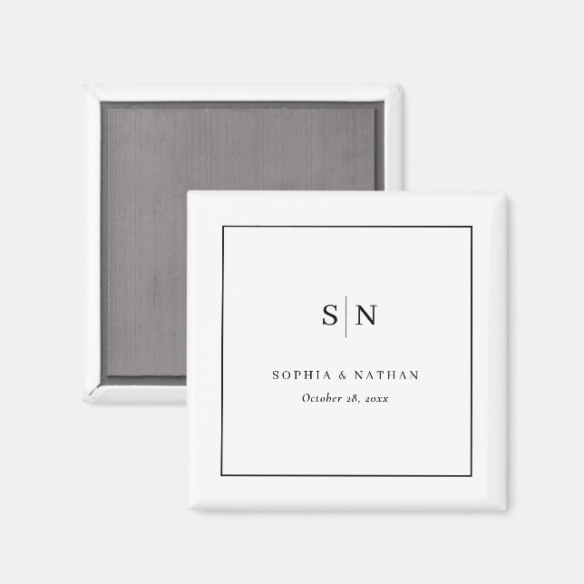 Minimalistisk och Chic | Vit och Svart Bröllop Magnet (Front/Back)