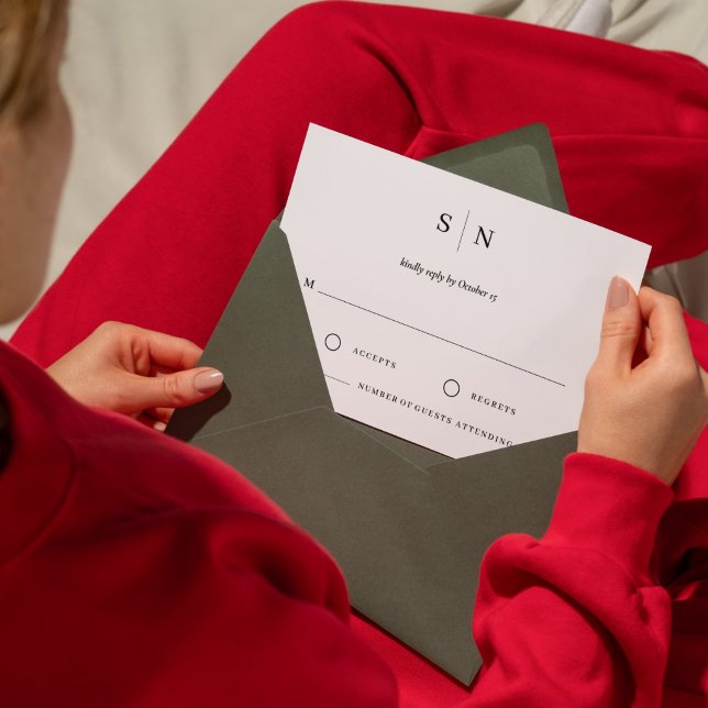 Minimalistisk och Chic | Vit och Svart Bröllop OSA Kort (Skapare uppladdad)