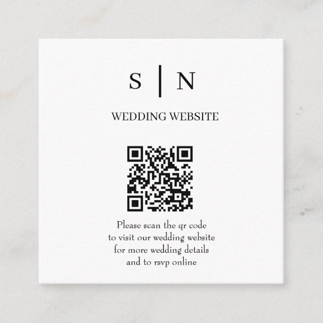 Minimalistisk och Chic | Vit och Svart QR-kod Tilläggskort (Framsida)