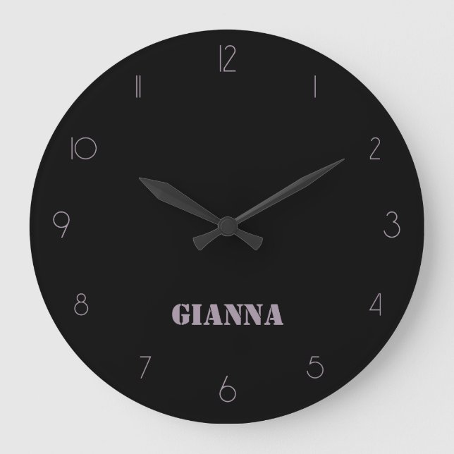 Minimalistisk och Elegant Black Ro Quartz Namn Stor Klocka (Framsida)
