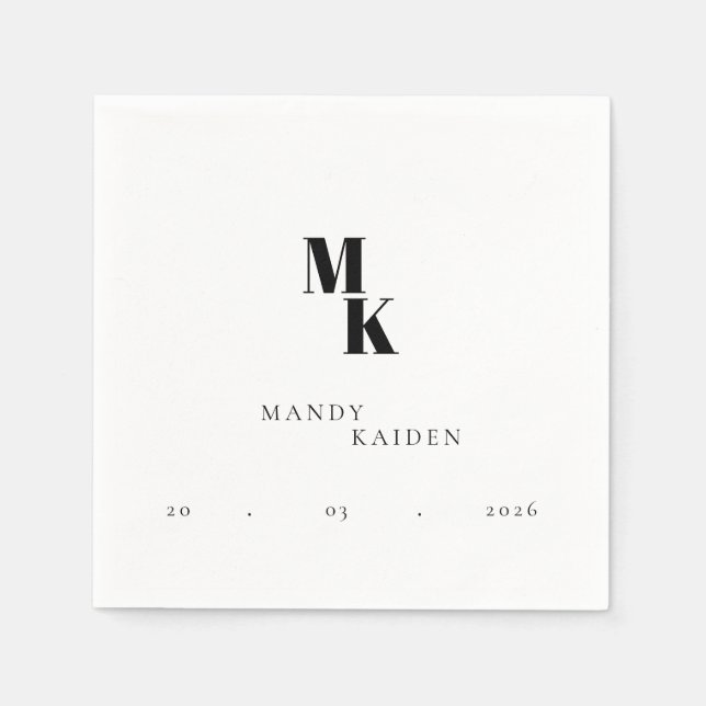 Minimalistisk och elegant brölloppsservett  pappersservett (Framsidan)