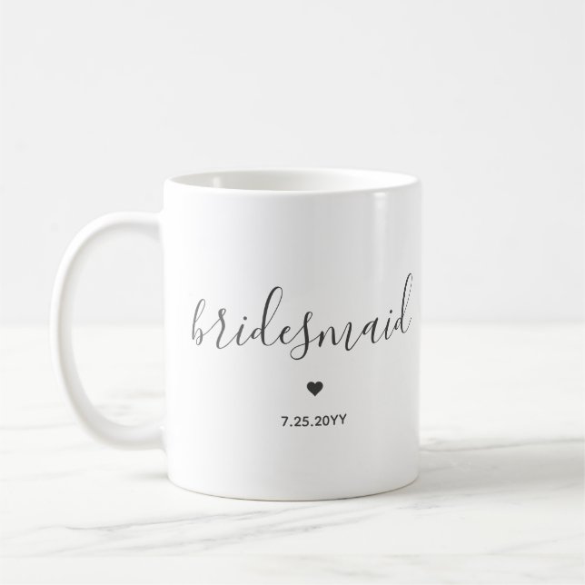 Minimalistisk och elegant brudtärna manus kaffemugg (Vänster)