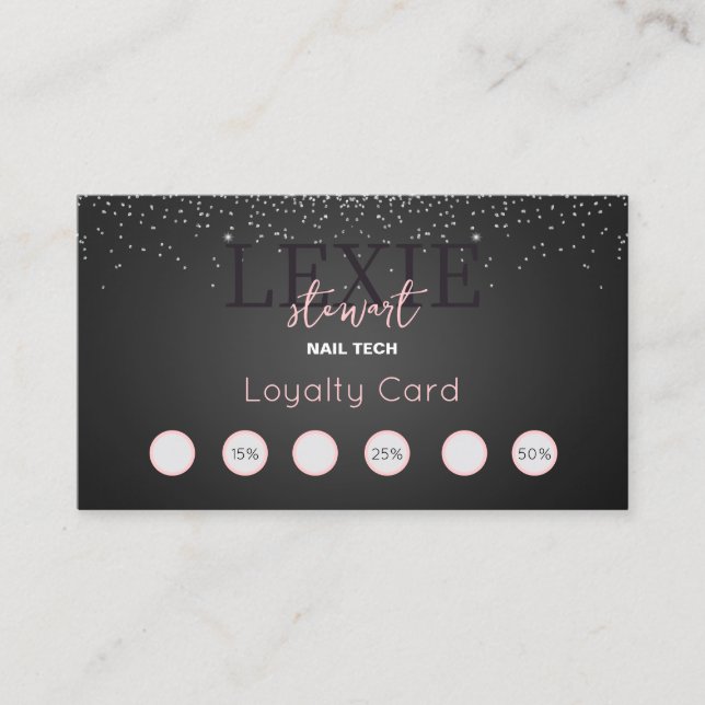 Minimalistisk och Elegant Nagelteknik Loajalitet Visitkort (Framsida)