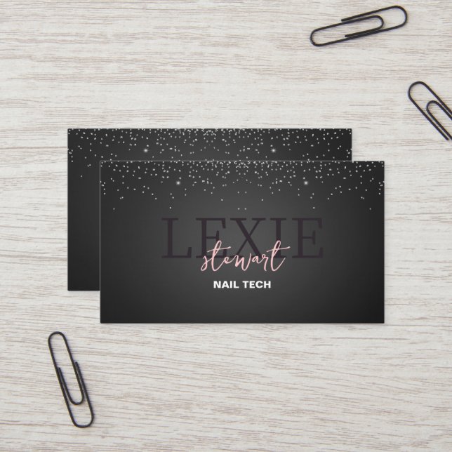 Minimalistisk och Elegant Nagelteknik Referral Visitkort (Fram/Back In Situ)