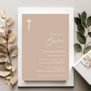 Minimalistisk och enkel fotobaptism-döpning inbjudningar
