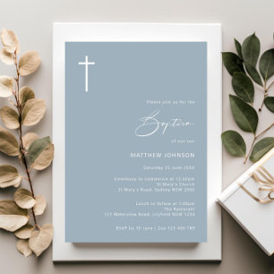 Minimalistisk och enkel fotobaptism-döpning inbjudningar