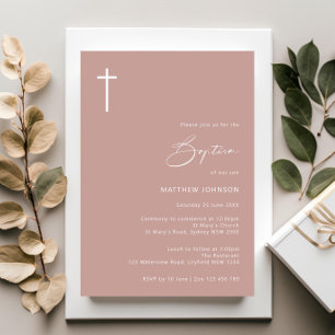 Minimalistisk och enkel fotobaptism-döpning inbjudningar