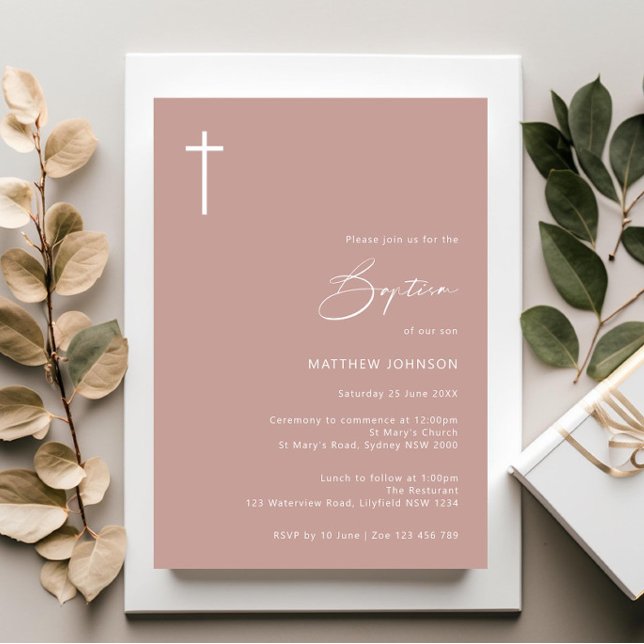 Minimalistisk och enkel fotobaptism-döpning inbjudningar (Skapare uppladdad)