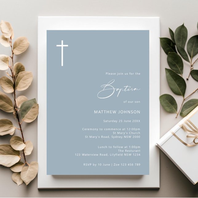 Minimalistisk och enkel fotobaptism-döpning inbjudningar (Skapare uppladdad)