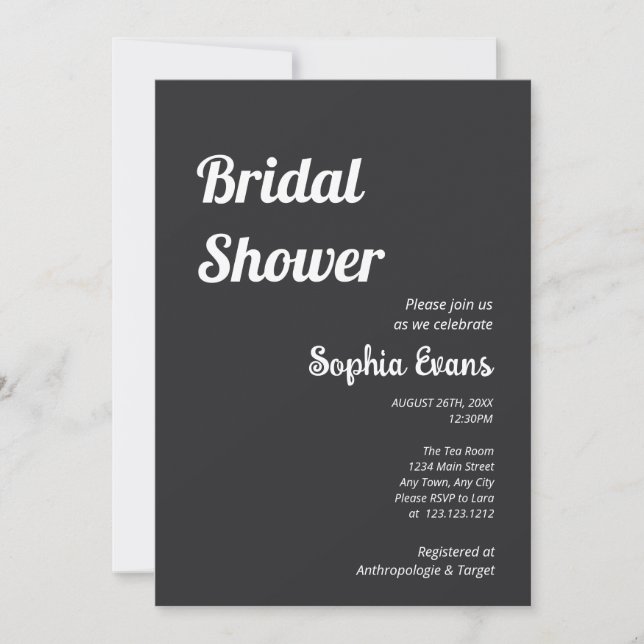 Minimalistisk och enkel projektionsyta, svart Möhi Inbjudningar (Framsida)