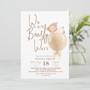 Minimalistisk och modern björnballong baby shower inbjudningar