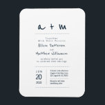 Minimalistisk och modern bröllopsinbjudan magnet<br><div class="desc">Sammansatt av enkla punkter med lekfullt skript och sans serif-typografi. Allt mot en ren vit bakgrund. Dessa inslag är enkla,  moderna,  lekfulla och lätta. Perfekt för ett marint tema bröllop. Detta är designat av White Papper Birch Co. exklusiv för Zazzle. Finns här: http://www.zazzle.com/whitepaperbirch</div>