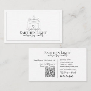 Minimalistisk och Modern Ljus Botanisk QR-kod Visitkort