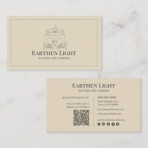 Minimalistisk och Modern Ljusstake Botanisk QR-kod Visitkort