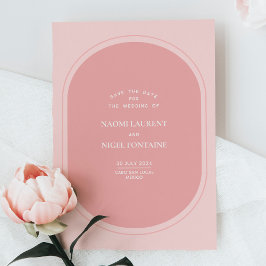Minimalistisk och modern rosa Spara datum-kort Inbjudningar