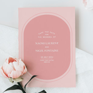 Minimalistisk och modern rosa Spara datum-kort Inbjudningar