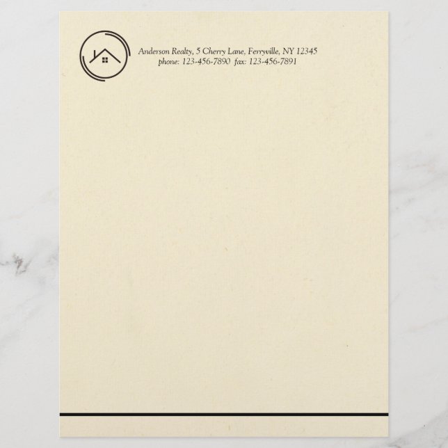 Minimalistisk Offvit Fastighetsförmedling Brevhuvud (Framsida)