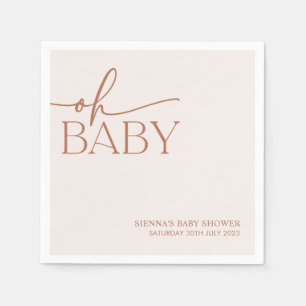 Minimalistisk Oh Baby, könsneutral babydusch Pappersservett