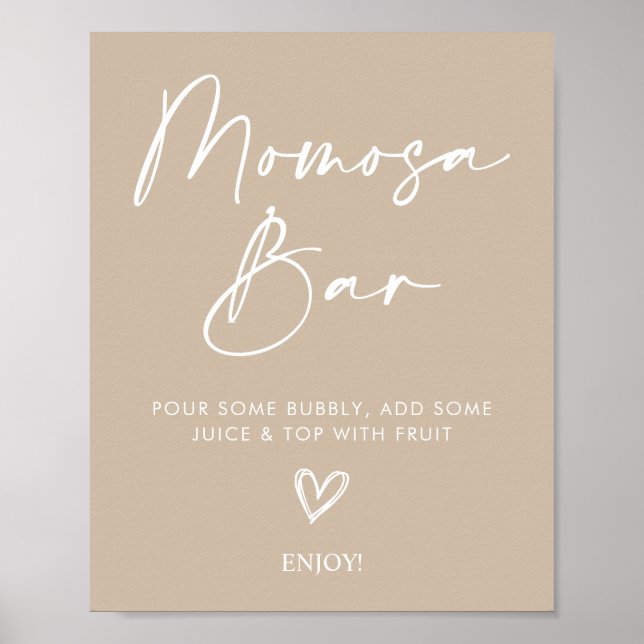 Minimalistisk Oh Baby Shower Momosa Pub-skylt Post Poster (Framsidan)