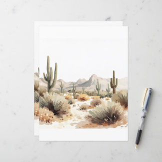 Minimalistisk öken Saguaro-kaktus akvarellkonst