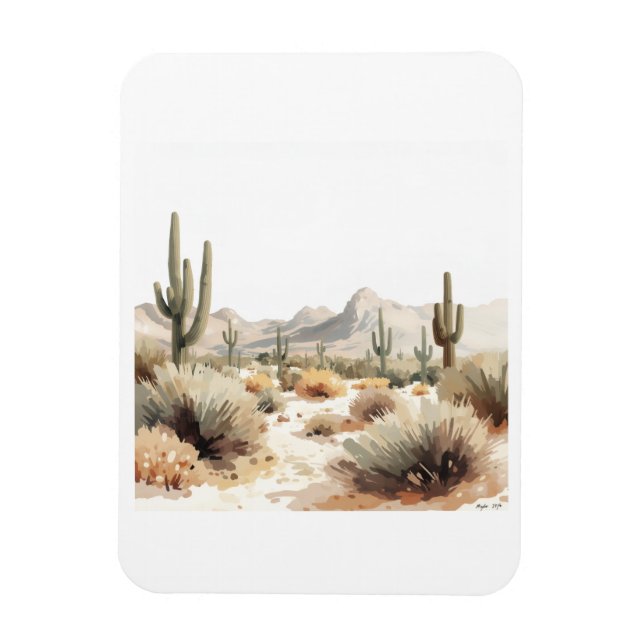 Minimalistisk öken Saguaro-kaktus akvarellkonst Magnet (Vertikal)