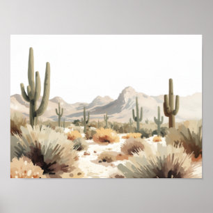 Minimalistisk öken Saguaro-kaktus akvarellkonst Poster