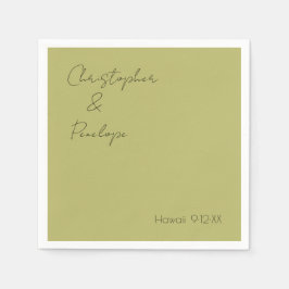 Minimalistisk Oliv grönt kalligrafi i Bröllop Pappersservett