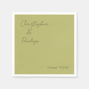 Minimalistisk Oliv grönt kalligrafi i Bröllop Pappersservett