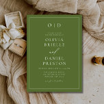 Minimalistisk Oliv grönt modern kalligrafi Bröllop Inbjudningar<br><div class="desc">Fira bröllop med denna minimalistiska oliv grönt, moderna kalligrafbröllopsinbjudan. Med en oliv grönt bakgrund i riken, handskrivet skript i eleganten och ren contemporary-typografi kombineras rustik charm med modern sofistikering. Perfekt för utomhusbruk i bröllop, trädgårdsceremonier, fall i firande eller par som inte har något kärlek. Anpassa med din information för att...</div>