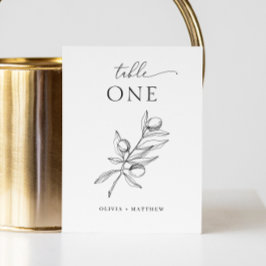 Minimalistisk olivbröllop | Elegant botanik Bordsnummer