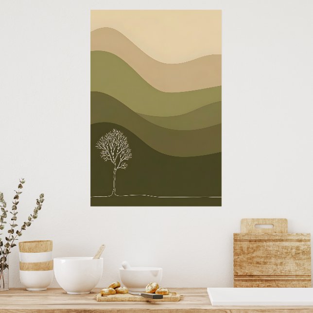 Minimalistisk Olive Backe Art Poster (Kök)