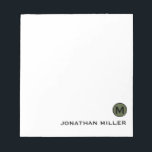 Minimalistisk Olive Black Initial och Namn Anteckningsblock<br><div class="desc">Den här eleganten har enkelt anteckningsblock klassiskt blocktypografi av den ursprungliga texten och namn eller anpassningsbar efter eget val.</div>
