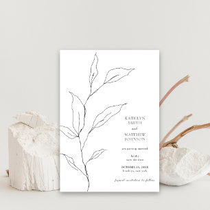 Minimalistisk Olive Löv Gren Greenery Bröllop Spara Datumet
