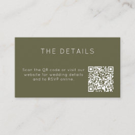 Minimalistisk Olivgrön Bröllops-RSVP Online QR-kod Tilläggskort