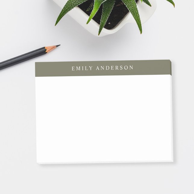 Minimalistisk Olivgrön Elegant Monogram Post-it Block (Skapare uppladdad)