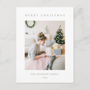 Minimalistisk Olivgrön God Jul Foto Helg Vykort