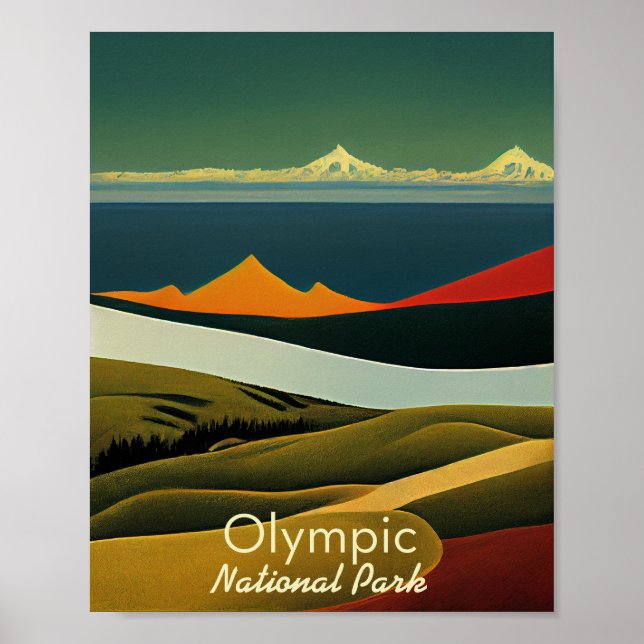 Minimalistisk olympisk nationalpark poster (Framsidan)
