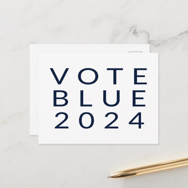 Minimalistisk omröstning Blue Kamala Harris 2024 Vykort (Fram/Back In Situ)