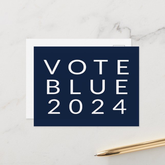 Minimalistisk omröstning Blue Kamala Harris 2024 Vykort (Fram/Back In Situ)