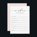 Minimalistisk Önskemål för skript för Bride and Gr Rådkort<br><div class="desc">Minimalistisk Önskemål för specialskript för Bride and Groom Card. Modern och elegant bröllop brunn med önskemål-kort med vismisk stil,  klassisk typografi och  rosa tillbaka till färg. Det här önskemål-kortet i bröllop är perfekt för alla bröllop-teman. Anpassa baksidan genom att lägga till ett foto eller en annan bild.</div>