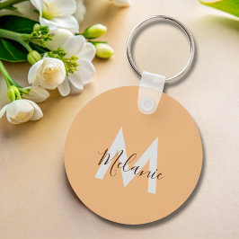 Minimalistisk orange av modern elegant, monogram nyckelring