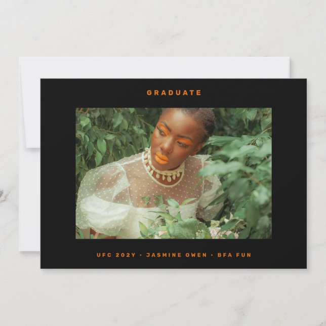 Minimalistisk Orange Black Studenten Photo Meddelande (Framsida)