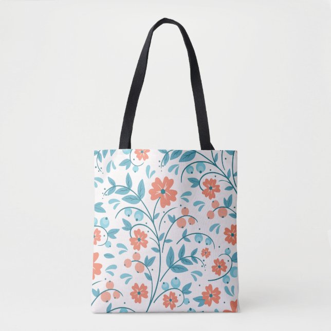Minimalistisk orange blomma tygkasse (Framsida)