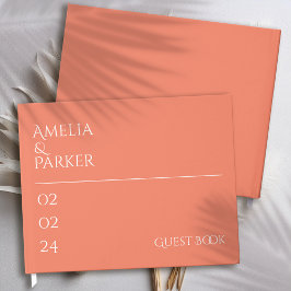 Minimalistisk Orange Bröllop Guest Bok