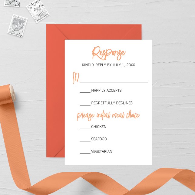 Minimalistisk Orange, Bröllop OSA Kort (Skapare uppladdad)