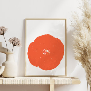 Minimalistisk Orange Flower Fine Art Teckning Poster