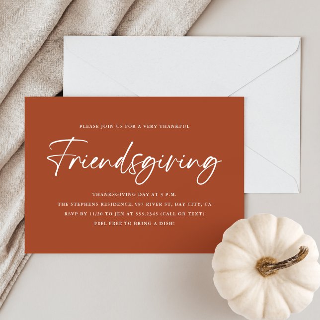 Minimalistisk Orange Friendsgiving Inbjudningar (Skapare uppladdad)